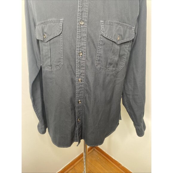 Filson Cotton Black Button Down Shirt Mens Size L Collar Casual Hunting Hiking - Picture 4 of 13
